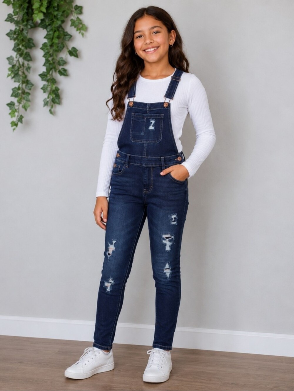 JUSTICE Overall Distressed Skinny Jeans 12